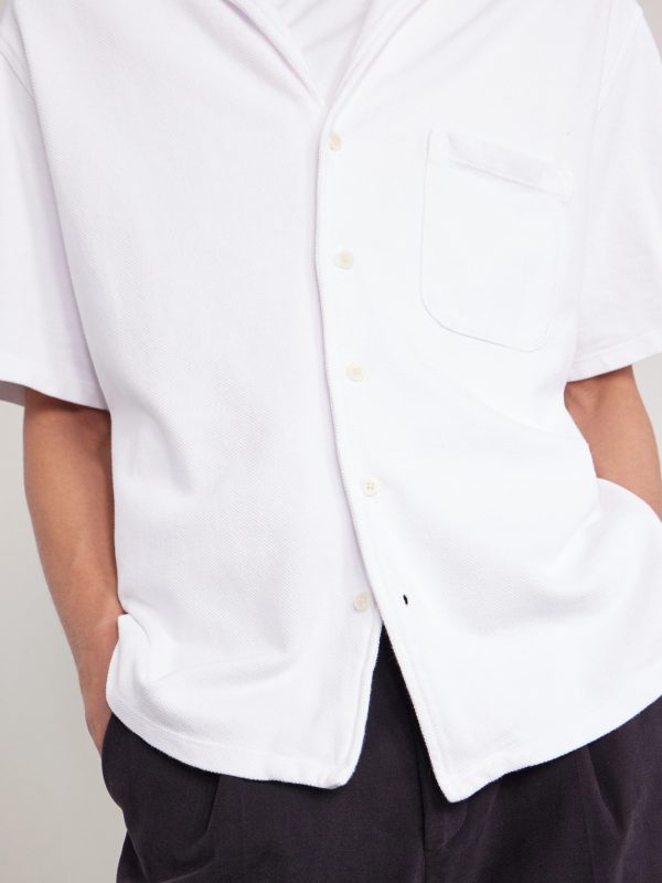 Camp-Collar Garment-Dyed Structured-Piqué Jersey Shirt - CU