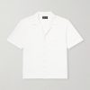 Camp-Collar Garment-Dyed Structured-Piqué Jersey Shirt