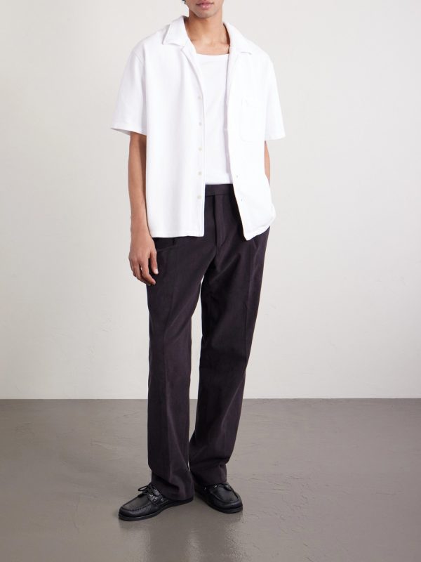 Camp-Collar Garment-Dyed Structured-Piqué Jersey Shirt - OU