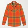 + Harley-Davidson Olive Logo-Embroidered Checked Cashmere-Flannel Shirt + Harley-Davidson Olive Logo-Embroidered Checked Cashmere-Flannel Shirt