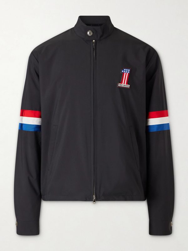 + Harley-Davidson Striped Appliquéd Recycled Shell Jacket + Harley-Davidson Striped Appliquéd Recycled Shell Jacket