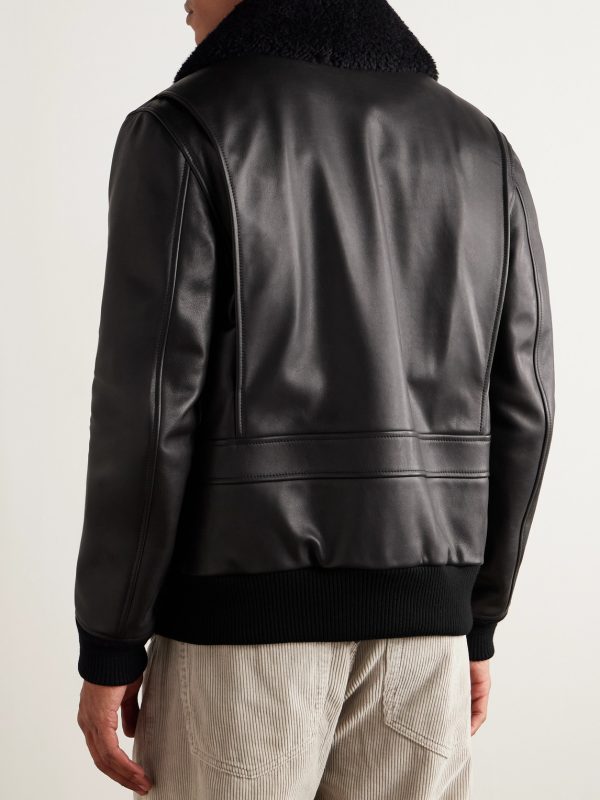 Grant Shearling-Trimmed Leather Aviator Jacket - BK Grant Shearling-Trimmed Leather Aviator Jacket - BK