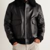 Grant Shearling-Trimmed Leather Aviator Jacket - FR Grant Shearling-Trimmed Leather Aviator Jacket - FR