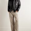 Grant Shearling-Trimmed Leather Aviator Jacket - OU Grant Shearling-Trimmed Leather Aviator Jacket - OU