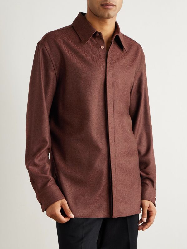 Abbe Wool and Cashmere-Blend Twill Shirt - FR Abbe Wool and Cashmere-Blend Twill Shirt - FR