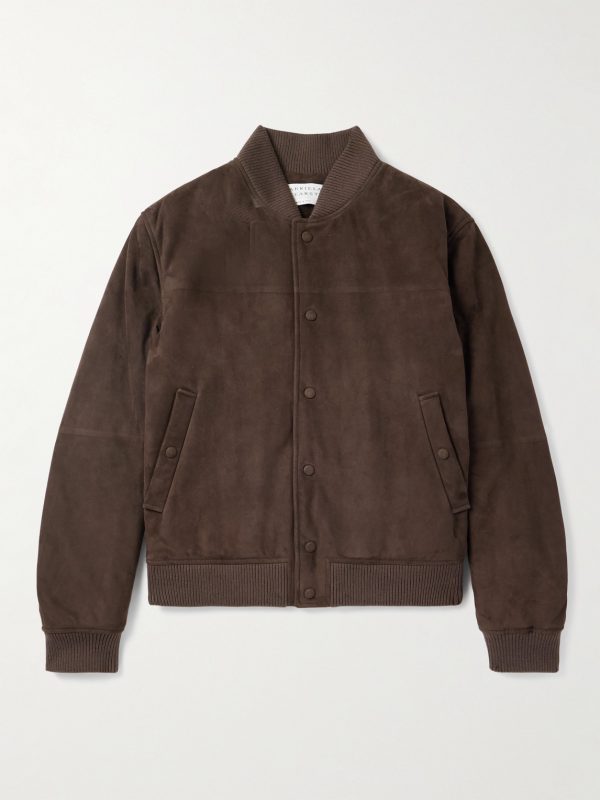 Greg Slim-Fit Padded Suede Bomber Jacket