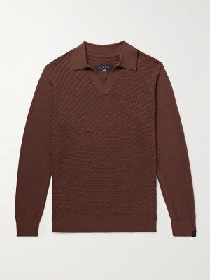 Charles Johnny Slim-Fit Textured-Knit Wool Polo Sweater Charles Johnny Slim-Fit Textured-Knit Wool Polo Sweater