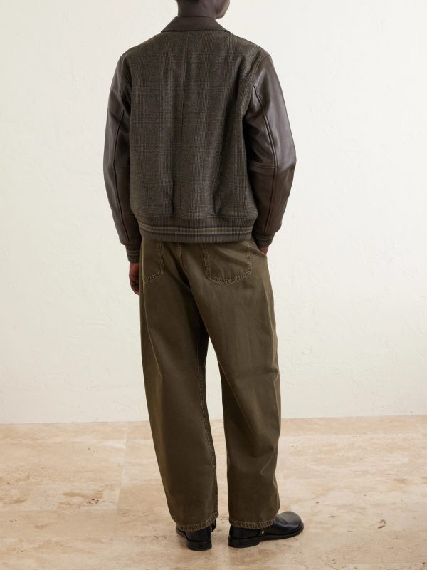 Jeremy Checked Wool and Leather Blouson Jacket - BK Jeremy Checked Wool and Leather Blouson Jacket - BK