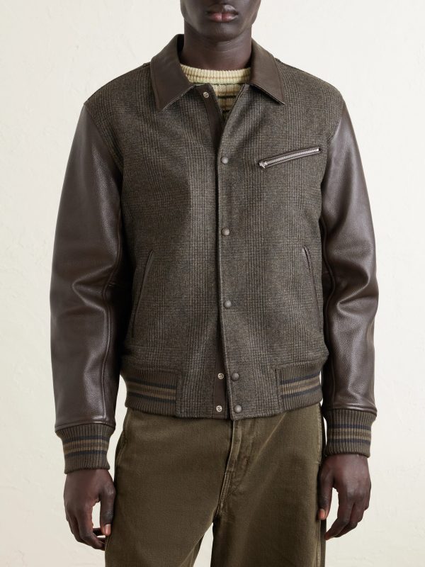 Jeremy Checked Wool and Leather Blouson Jacket - FR Jeremy Checked Wool and Leather Blouson Jacket - FR