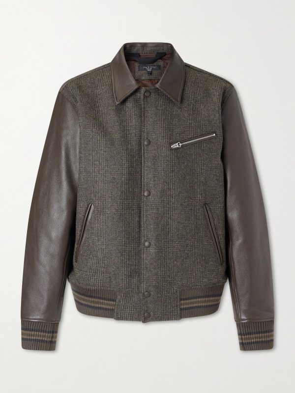Jeremy Checked Wool and Leather Blouson Jacket Jeremy Checked Wool and Leather Blouson Jacket