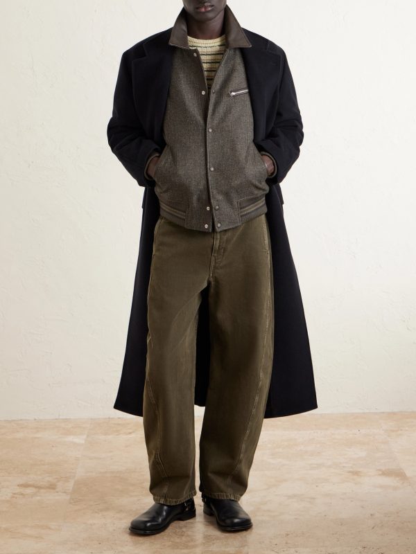 Jeremy Checked Wool and Leather Blouson Jacket - OU Jeremy Checked Wool and Leather Blouson Jacket - OU
