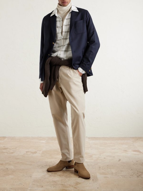 Evan Straight-Leg Pleated Stretch-Cotton Twill Chinos - OU Evan Straight-Leg Pleated Stretch-Cotton Twill Chinos - OU