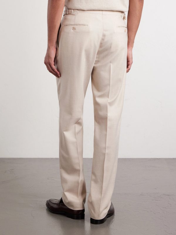Straight-Leg Pleated Wool-Flannel Trousers - BK Straight-Leg Pleated Wool-Flannel Trousers - BK
