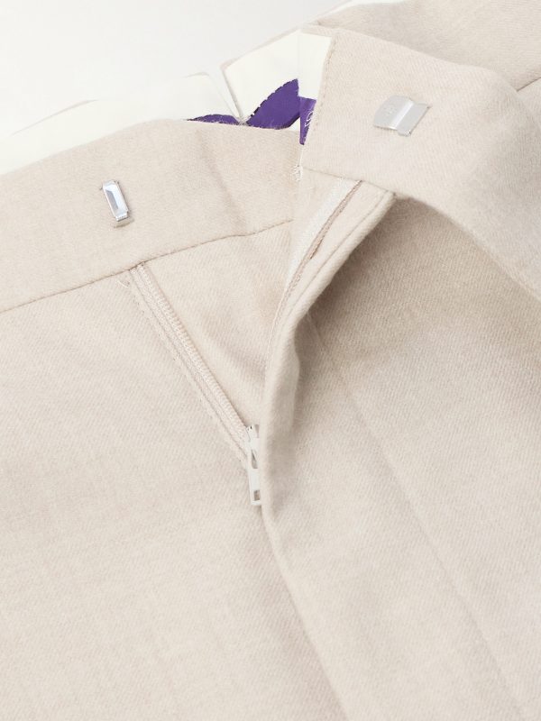 Straight-Leg Pleated Wool-Flannel Trousers - E1 Straight-Leg Pleated Wool-Flannel Trousers - E1