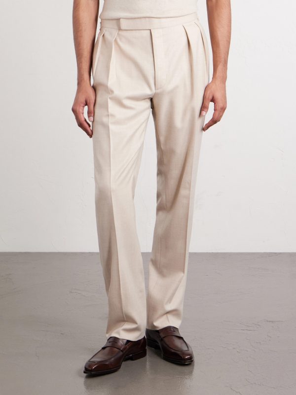 Straight-Leg Pleated Wool-Flannel Trousers - FR Straight-Leg Pleated Wool-Flannel Trousers - FR