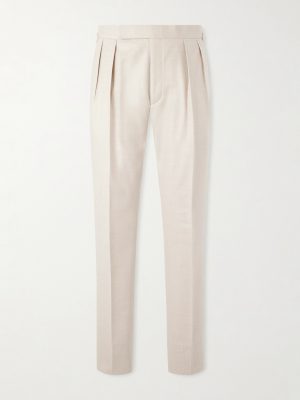 Straight-Leg Pleated Wool-Flannel Trousers Straight-Leg Pleated Wool-Flannel Trousers