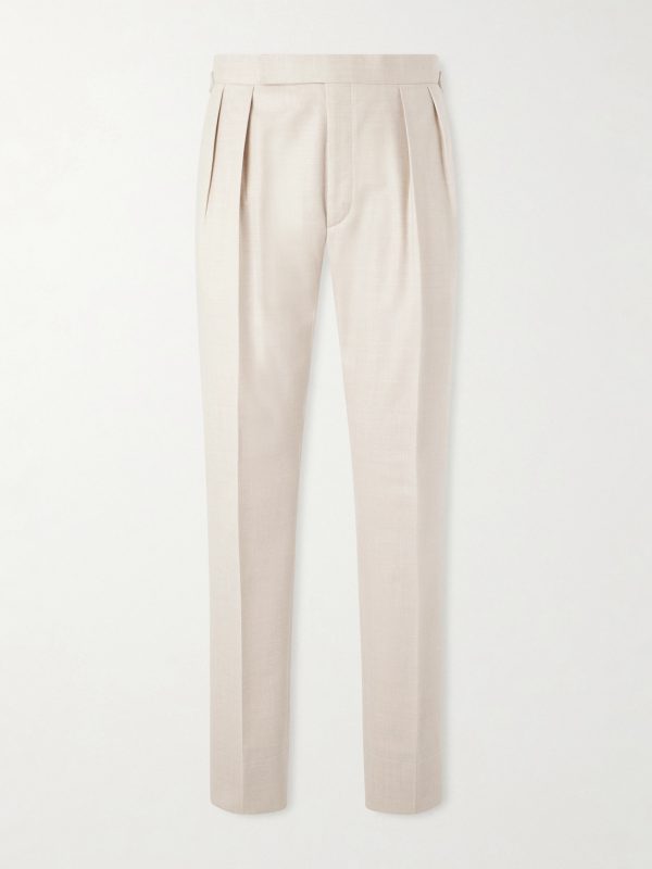 Straight-Leg Pleated Wool-Flannel Trousers Straight-Leg Pleated Wool-Flannel Trousers