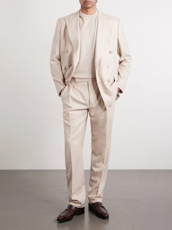 Straight-Leg Pleated Wool-Flannel Trousers - OU Straight-Leg Pleated Wool-Flannel Trousers - OU