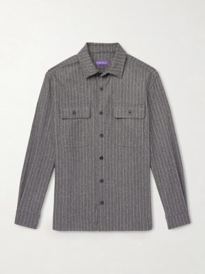 Pinstriped Super 150s Wool-Flannel Shirt