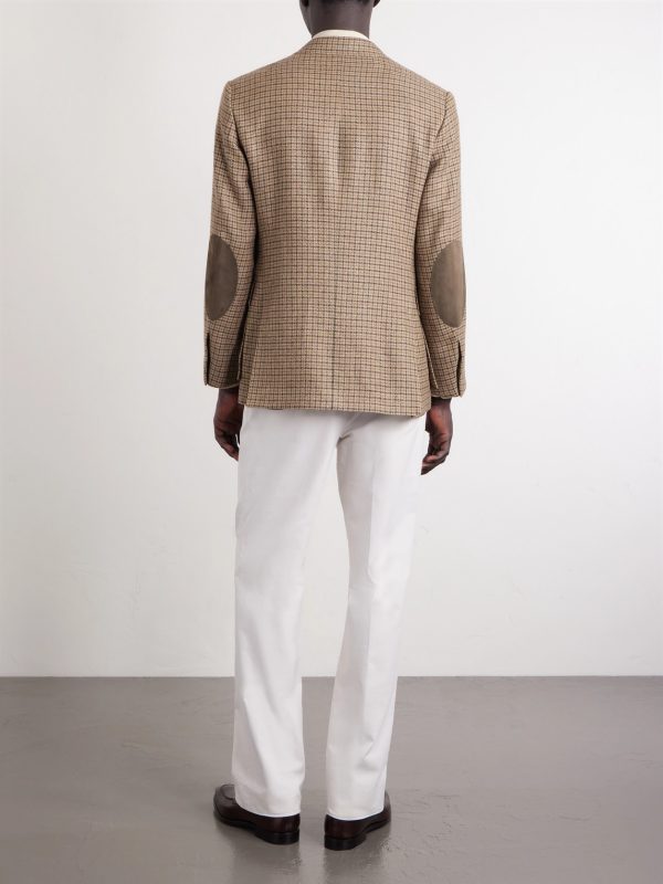 Kent Suede-Trimmed Checked Linen and Wool-Blend Blazer - BK Kent Suede-Trimmed Checked Linen and Wool-Blend Blazer - BK