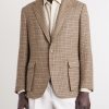 Kent Suede-Trimmed Checked Linen and Wool-Blend Blazer - FR Kent Suede-Trimmed Checked Linen and Wool-Blend Blazer - FR