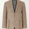 Kent Suede-Trimmed Checked Linen and Wool-Blend Blazer Kent Suede-Trimmed Checked Linen and Wool-Blend Blazer
