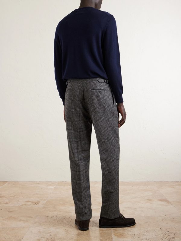 Straight-Leg Checked Camel Hair Suit Trousers - BK Straight-Leg Checked Camel Hair Suit Trousers - BK