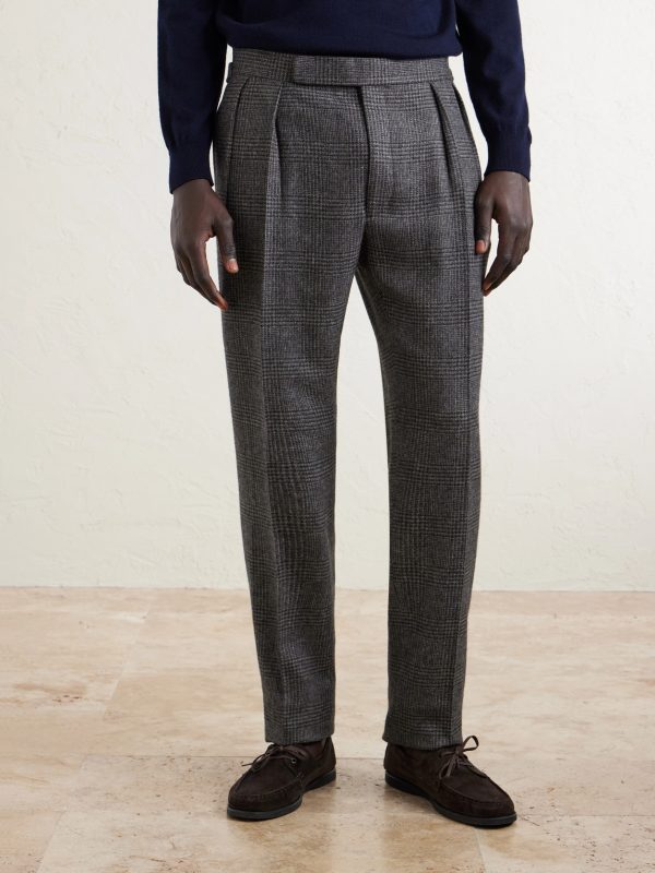 Straight-Leg Checked Camel Hair Suit Trousers - FR Straight-Leg Checked Camel Hair Suit Trousers - FR