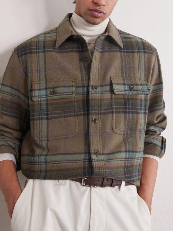 Checked Wool and Cashmere-Blend Flannel Overshirt - CU Checked Wool and Cashmere-Blend Flannel Overshirt - CU
