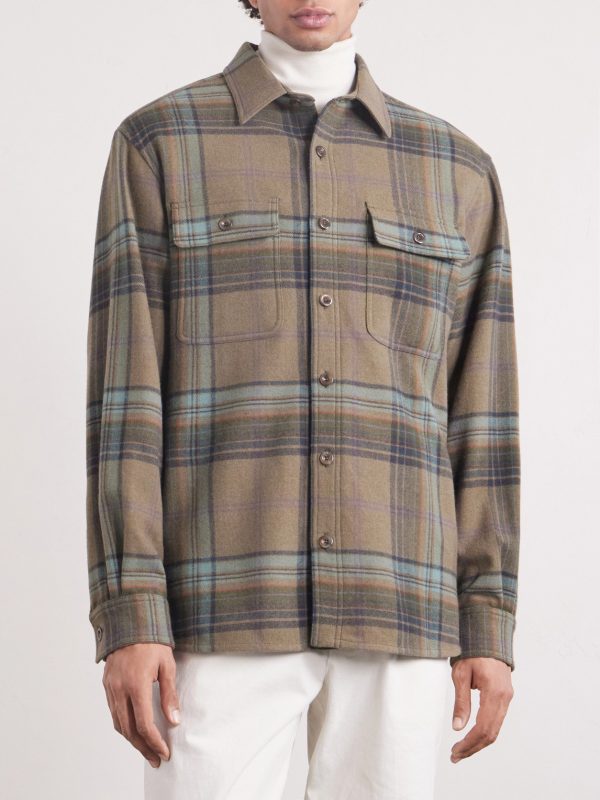 Checked Wool and Cashmere-Blend Flannel Overshirt - FR Checked Wool and Cashmere-Blend Flannel Overshirt - FR