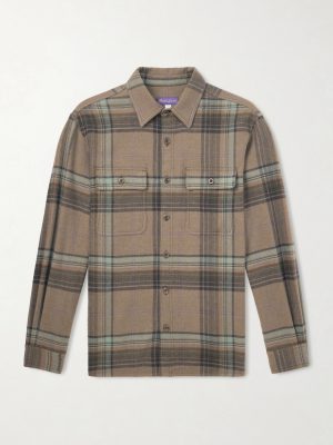 Checked Wool and Cashmere-Blend Flannel Overshirt Checked Wool and Cashmere-Blend Flannel Overshirt