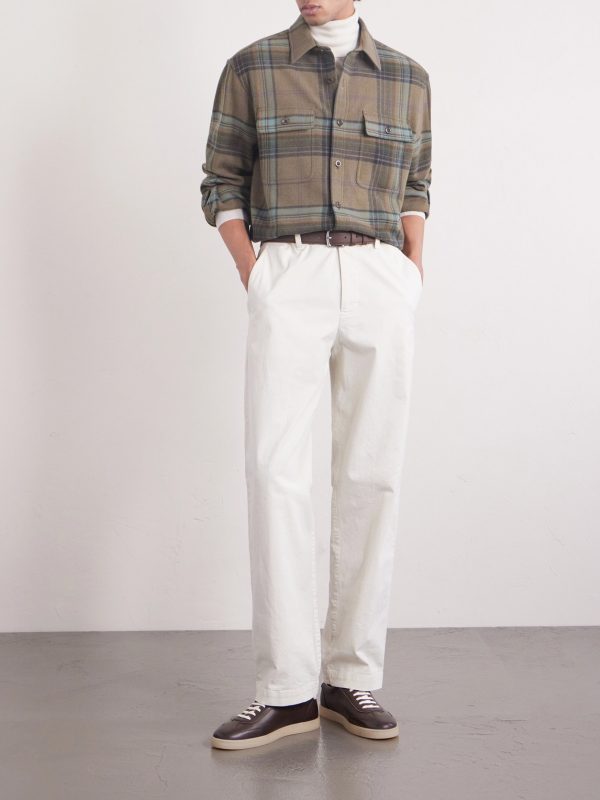 Checked Wool and Cashmere-Blend Flannel Overshirt - OU Checked Wool and Cashmere-Blend Flannel Overshirt - OU