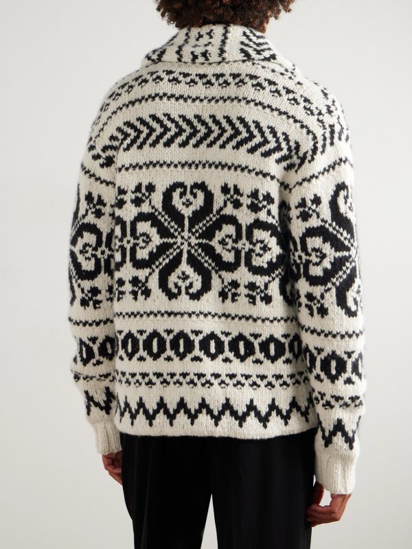 Shawl-Collar Cashmere-Jacquard Cardigan - BK Shawl-Collar Cashmere-Jacquard Cardigan - BK