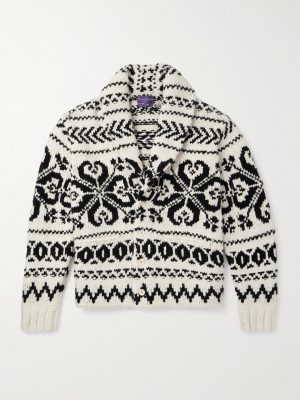 Shawl-Collar Cashmere-Jacquard Cardigan