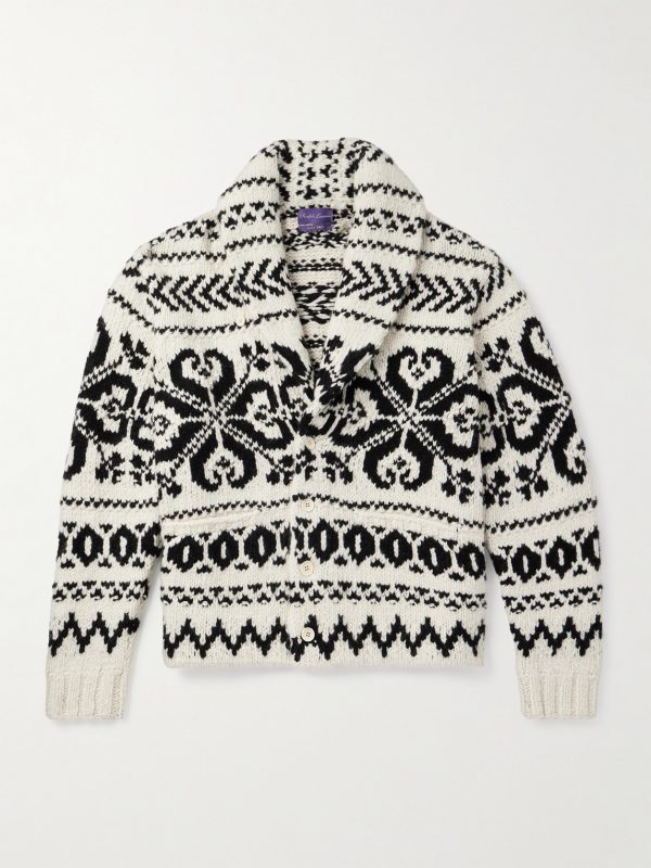 Shawl-Collar Cashmere-Jacquard Cardigan Shawl-Collar Cashmere-Jacquard Cardigan