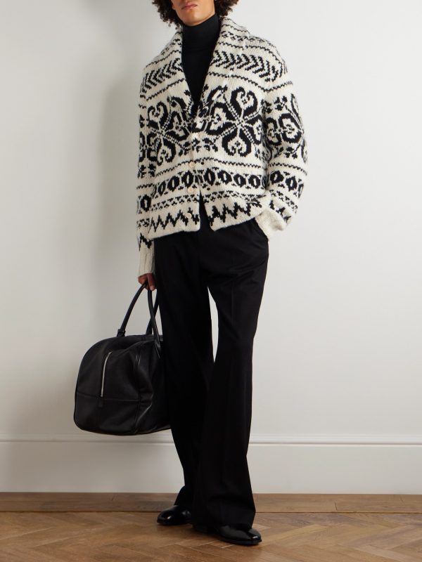 Shawl-Collar Cashmere-Jacquard Cardigan - OU Shawl-Collar Cashmere-Jacquard Cardigan - OU
