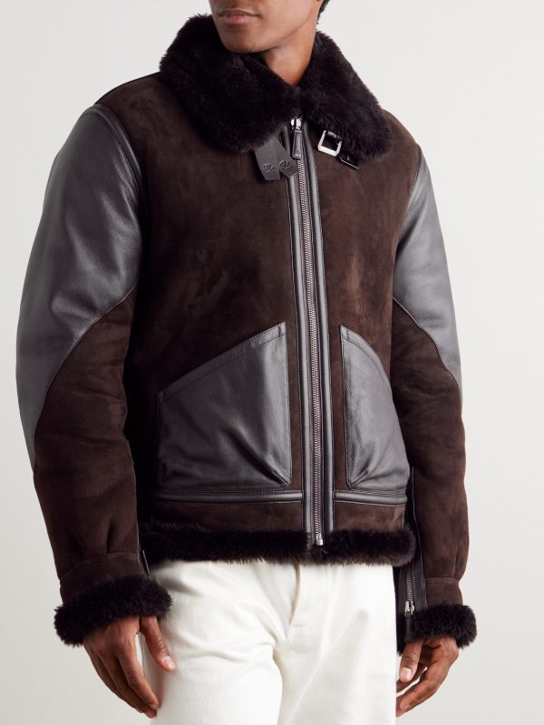 Lutton Aviator Leather-Trimmed Shearling Jacket - FR Lutton Aviator Leather-Trimmed Shearling Jacket - FR