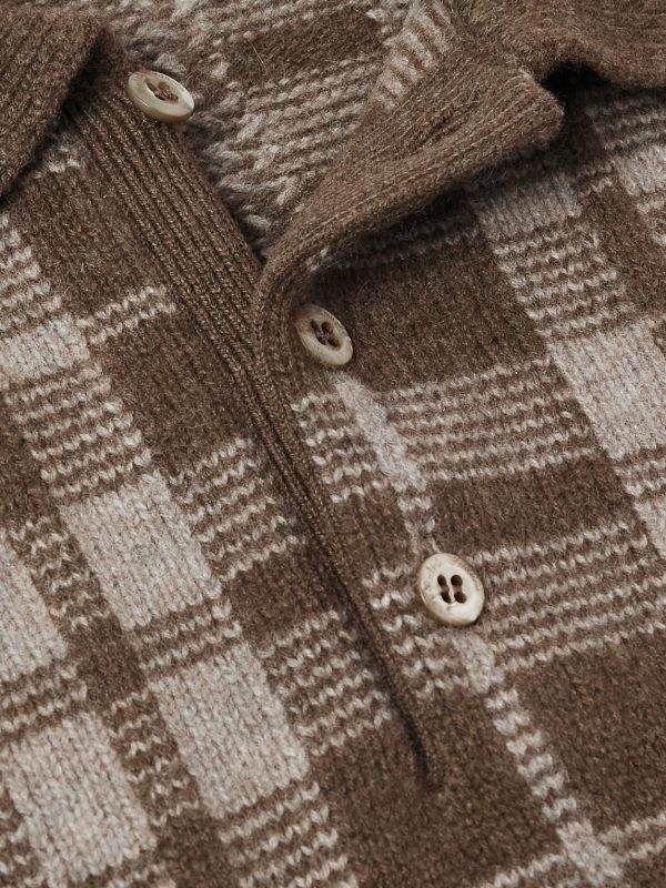Checked Brushed Cashmere Polo Shirt - CU Checked Brushed Cashmere Polo Shirt - CU