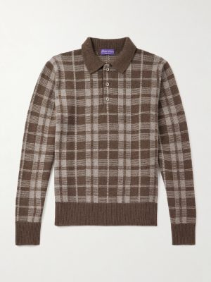 Checked Brushed Cashmere Polo Shirt Checked Brushed Cashmere Polo Shirt