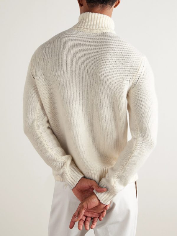 Ribbed Cashmere Rollneck Sweater - BK Ribbed Cashmere Rollneck Sweater - BK