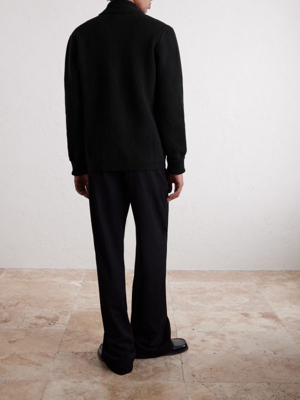 Duncan Shawl-Collar Ribbed Merino Wool and Cashmere-Blend Cardigan - BK Duncan Shawl-Collar Ribbed Merino Wool and Cashmere-Blend Cardigan - BK