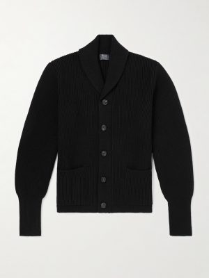 Duncan Shawl-Collar Ribbed Merino Wool and Cashmere-Blend Cardigan