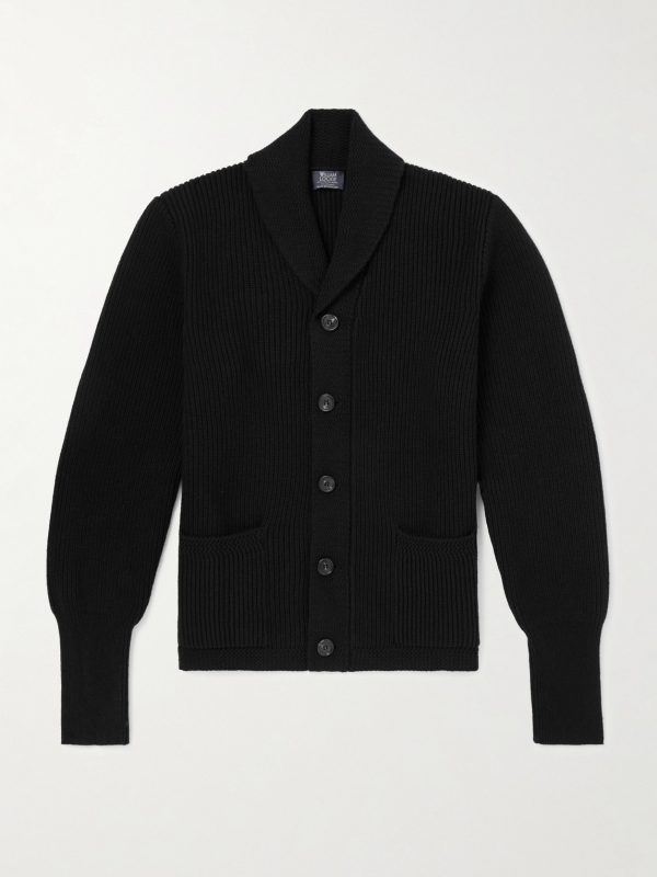 Duncan Shawl-Collar Ribbed Merino Wool and Cashmere-Blend Cardigan Duncan Shawl-Collar Ribbed Merino Wool and Cashmere-Blend Cardigan