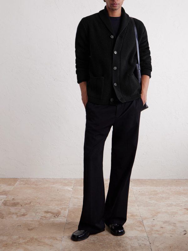 Duncan Shawl-Collar Ribbed Merino Wool and Cashmere-Blend Cardigan - OU Duncan Shawl-Collar Ribbed Merino Wool and Cashmere-Blend Cardigan - OU