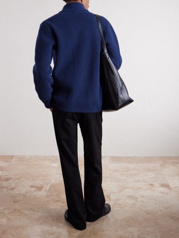 Duncan Shawl-Collar Ribbed Merino Wool and Cashmere-Blend Cardigan - BK Duncan Shawl-Collar Ribbed Merino Wool and Cashmere-Blend Cardigan - BK