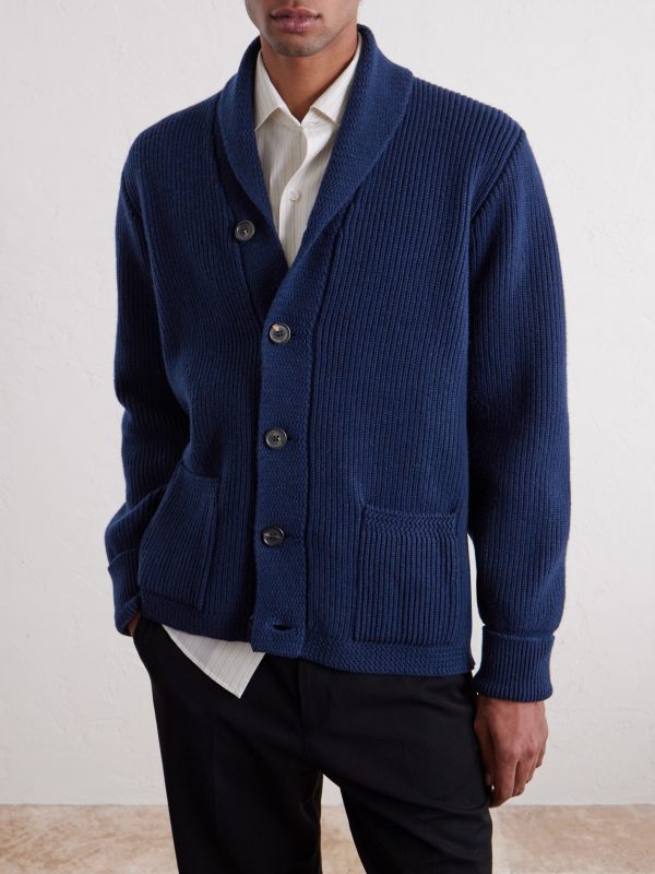 Duncan Shawl-Collar Ribbed Merino Wool and Cashmere-Blend Cardigan - FR Duncan Shawl-Collar Ribbed Merino Wool and Cashmere-Blend Cardigan - FR