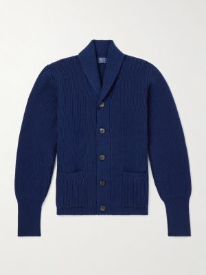 Duncan Shawl-Collar Ribbed Merino Wool and Cashmere-Blend Cardigan