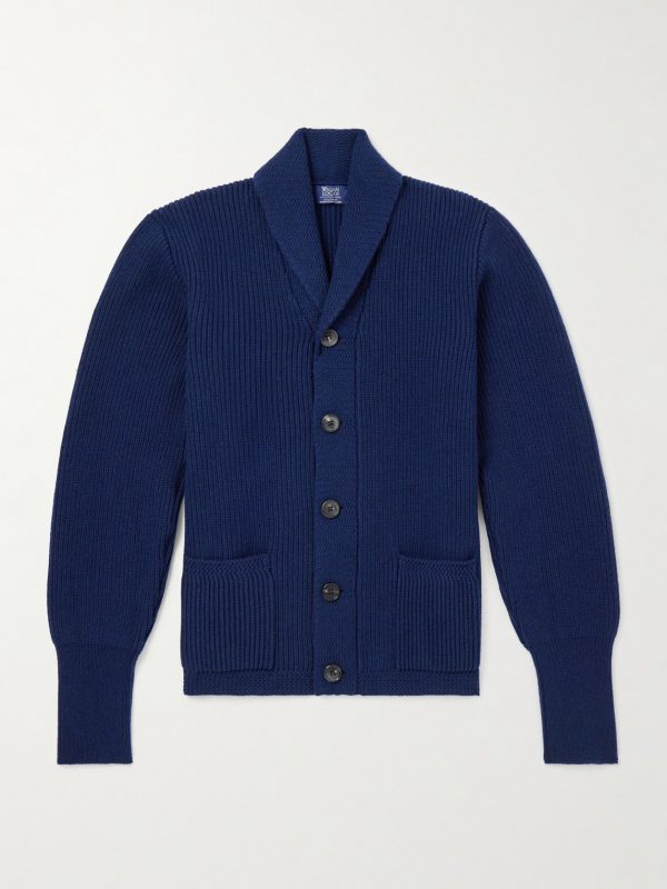 Duncan Shawl-Collar Ribbed Merino Wool and Cashmere-Blend Cardigan Duncan Shawl-Collar Ribbed Merino Wool and Cashmere-Blend Cardigan