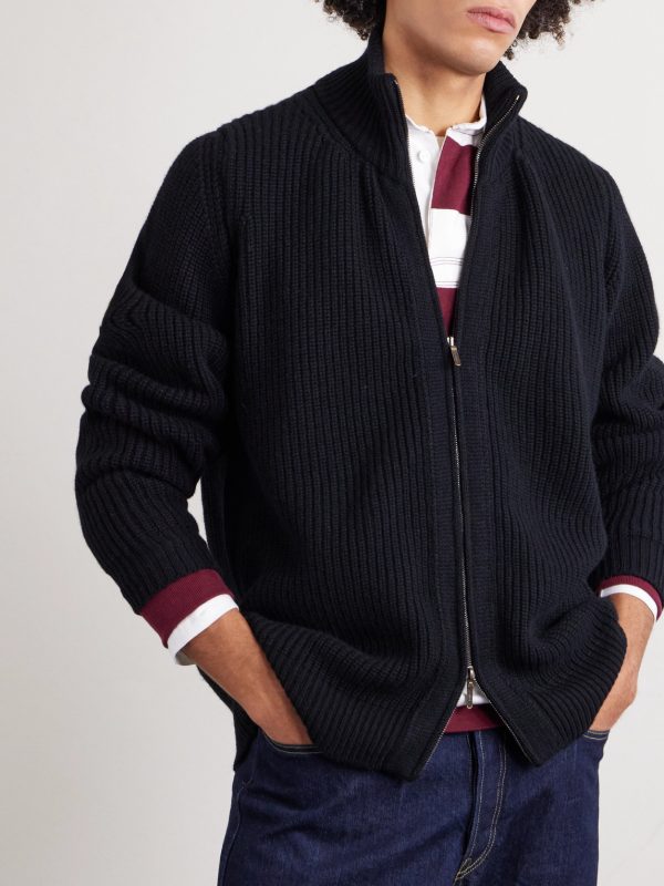 Zack Ribbed Cashmere Cardigan - FR