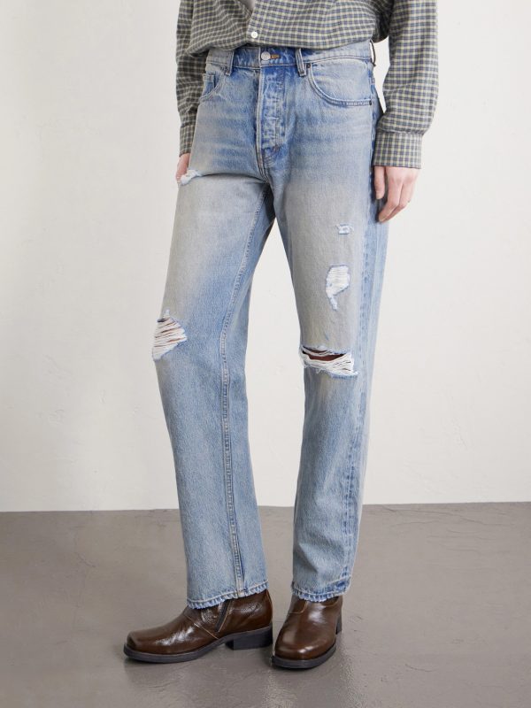 Straight-Leg Distressed Jeans - FR Straight-Leg Distressed Jeans - FR